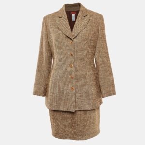 Kenzo Brown Wool Blazer and Skirt Set L