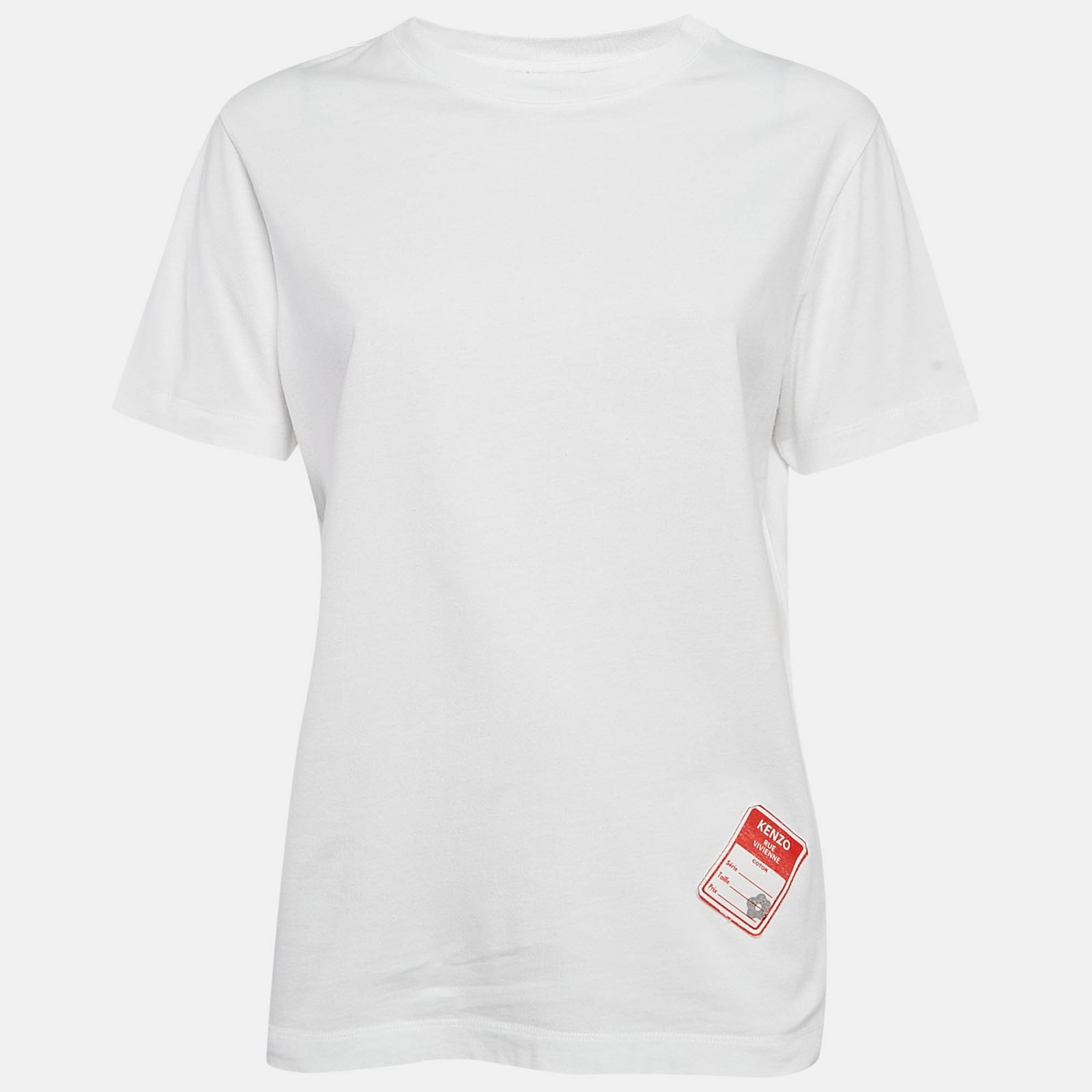 Kenzo White Logo Patch Jersey Crew Neck T-Shirt S