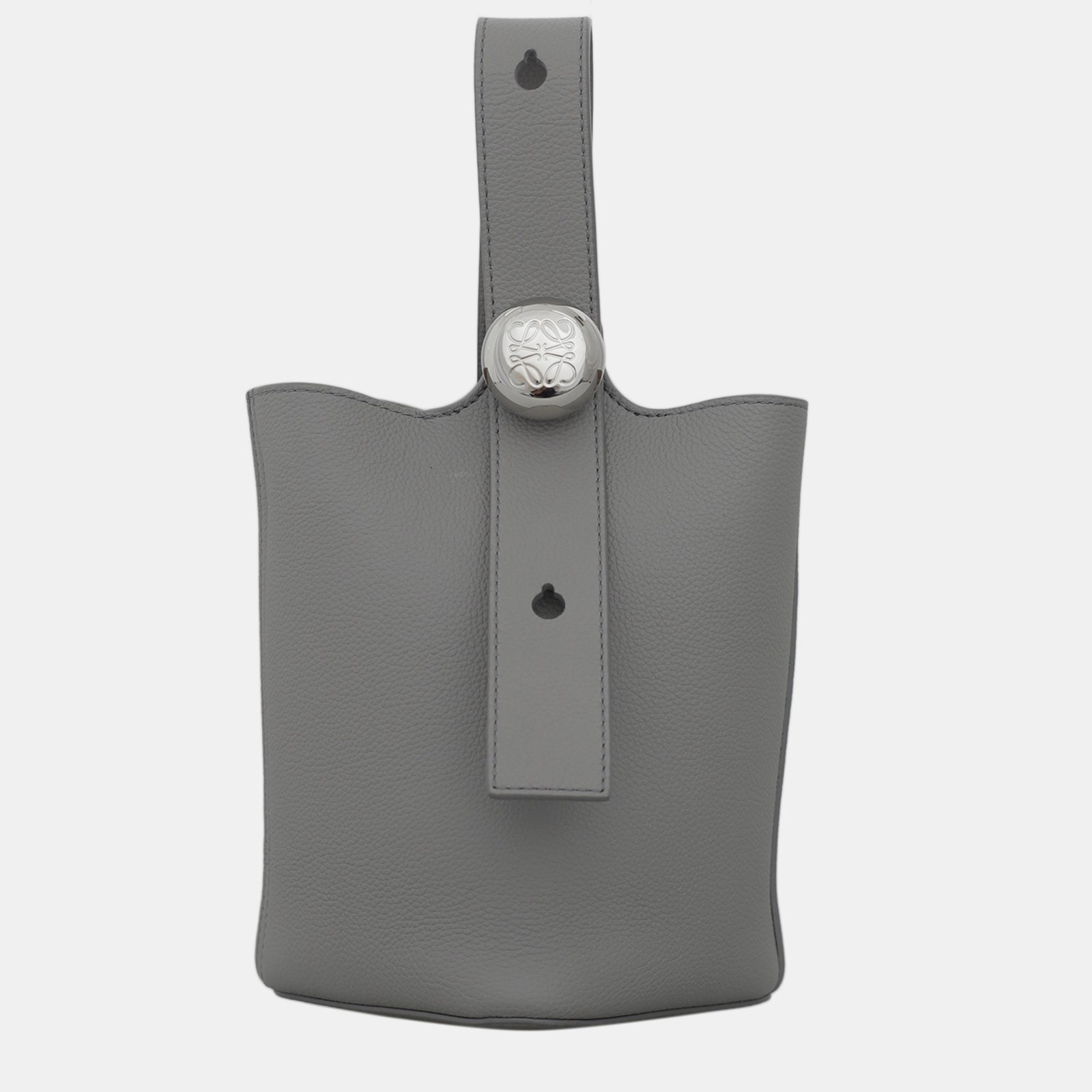 Loewe Grey Mini Pebble Leather Bucket Crossbody Bag
