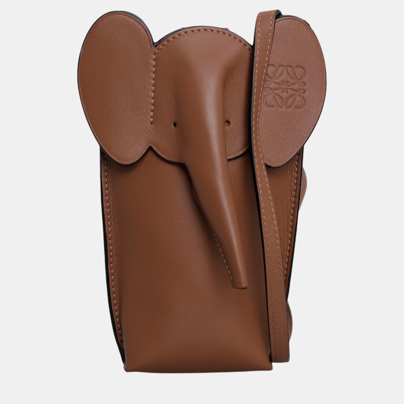 Loewe Tan Calfskin Elephant Pouch Crossbody Bag