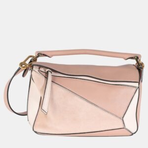 Loewe Blush Suede Calfskin Small Puzzle Bag