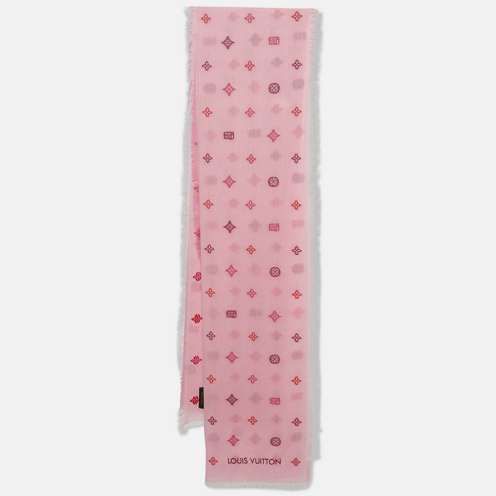 Louis Vuitton Pink LV Monogram Embroidered Cotton Stole