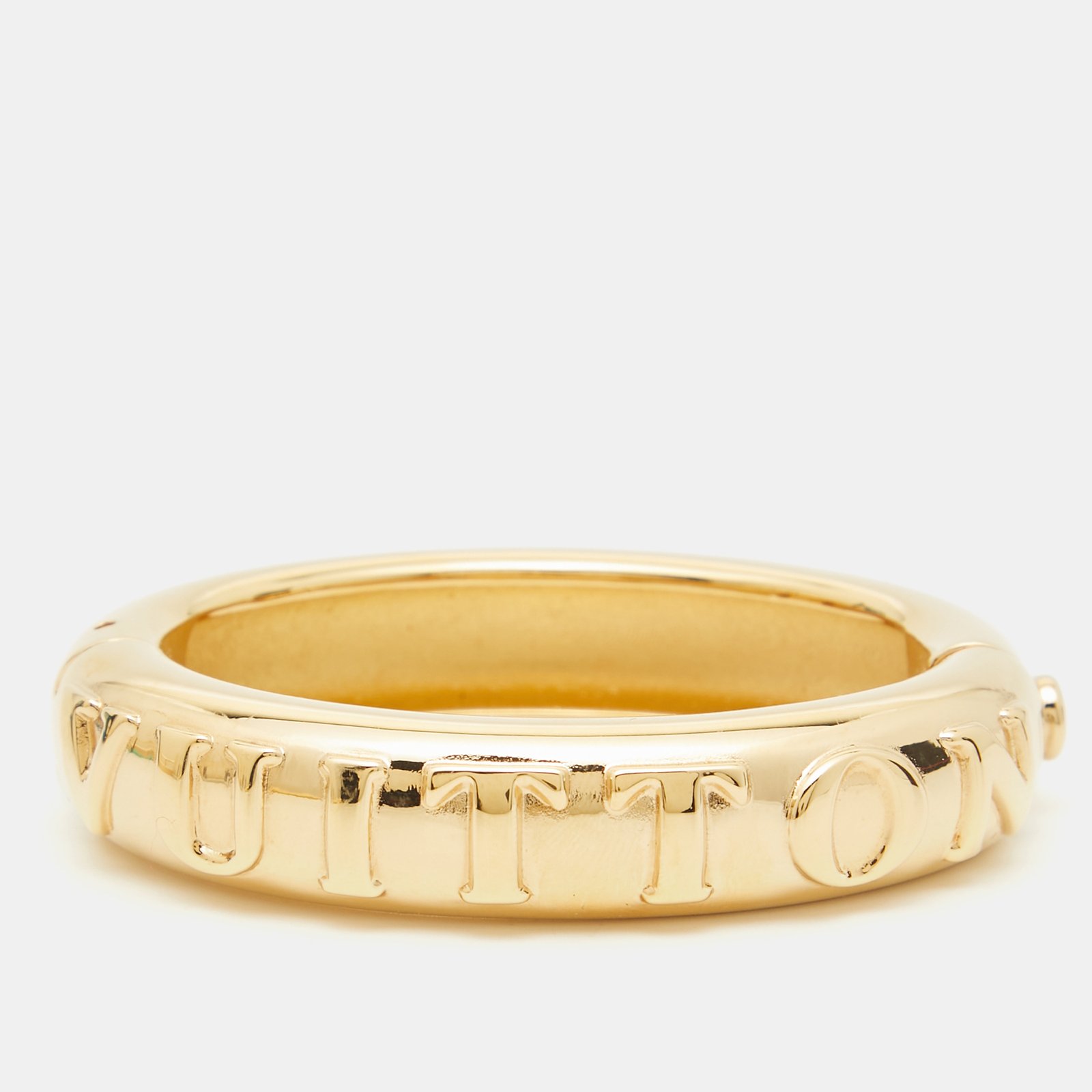 Louis Vuitton Family Debossed Signature Gold Tone Bracelet