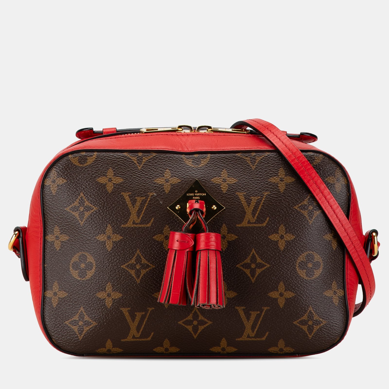 Louis Vuitton Brow/Red Monogram Saintonge Bag