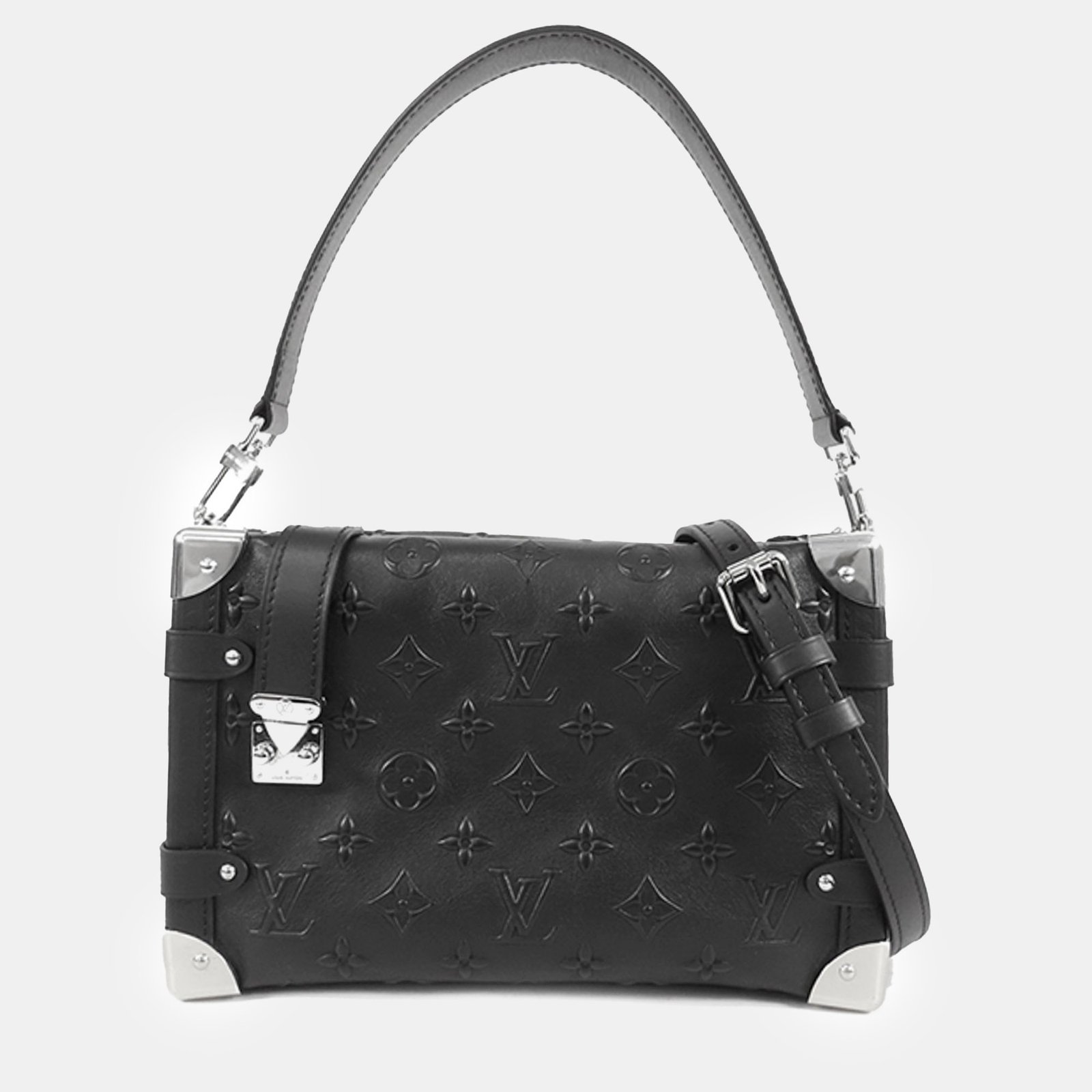 Louis Vuitton Black Calfskin Debossed Monogram Side Trunk