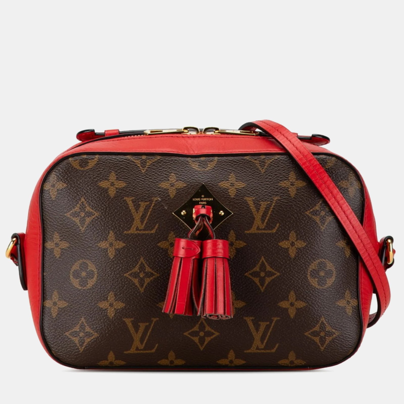 Louis Vuitton Red/Brown Monogram Canvas with Leather Saintonge Shoulder Bags