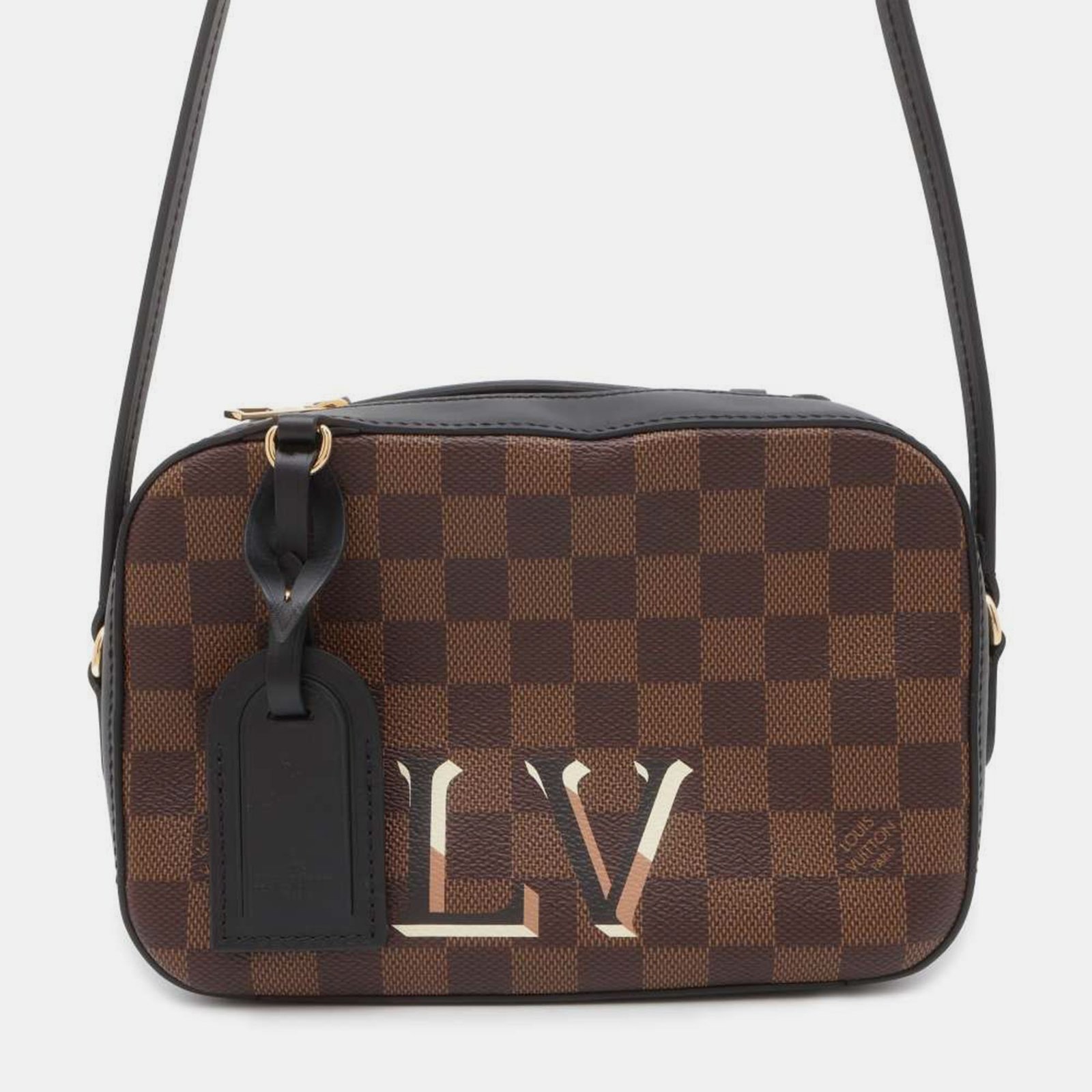 Louis Vuitton Noir Damier Ebene Canvas Smooth Cowhide Leather Santa Monica bag
