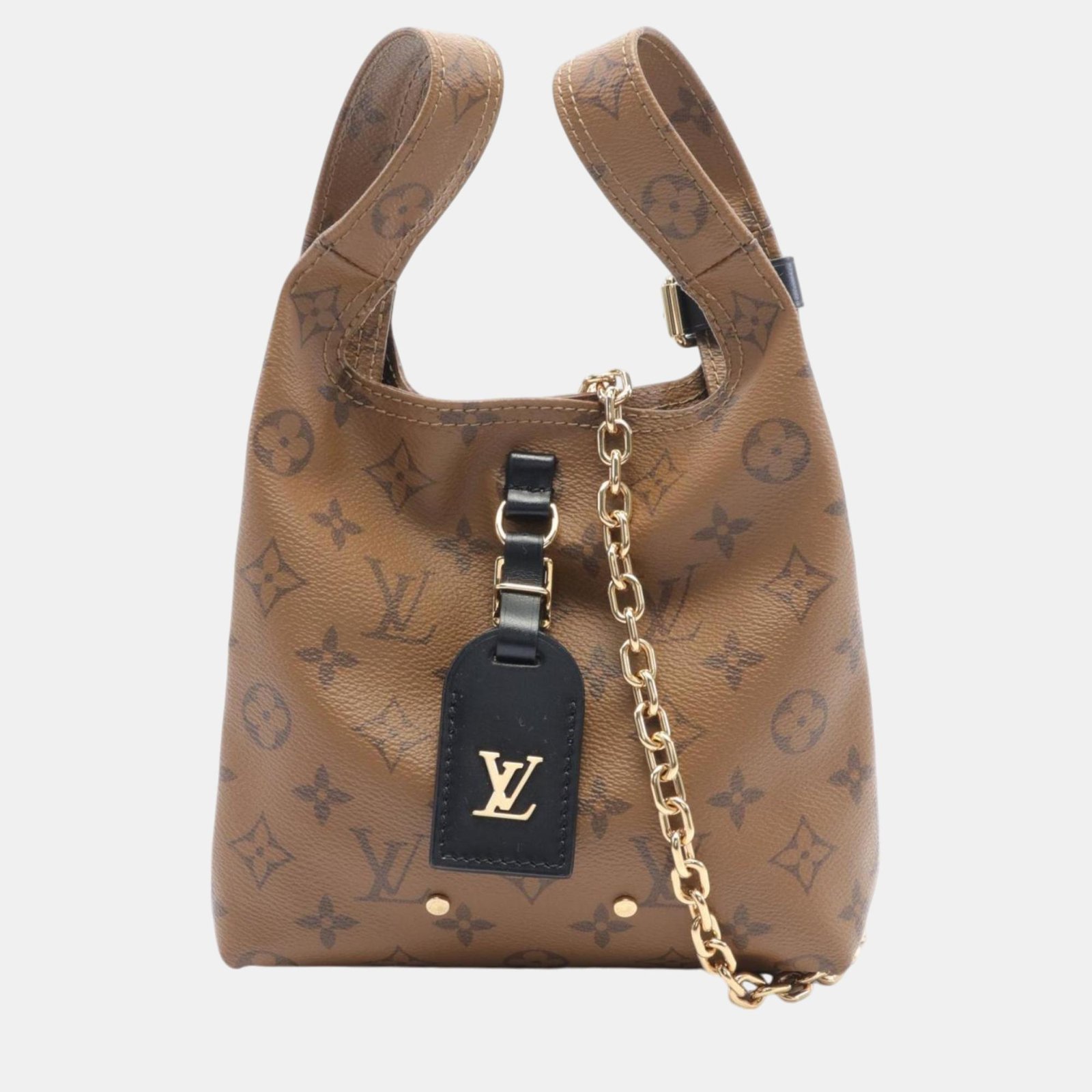 Louis Vuitton Atlantis Bb Coated Canvas Leather Monogram Reverse Brown Handbag