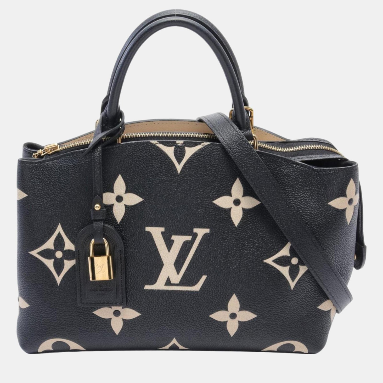 Louis Vuitton Petit Pale PM Leather Monogram Empreinte Black Beige Handbag