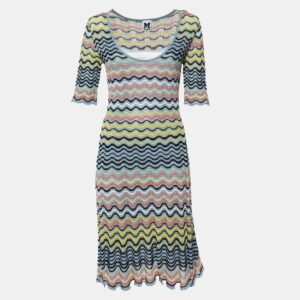 M Missoni Grey/Multicolor Wave Patterned Lurex Knit Dress M