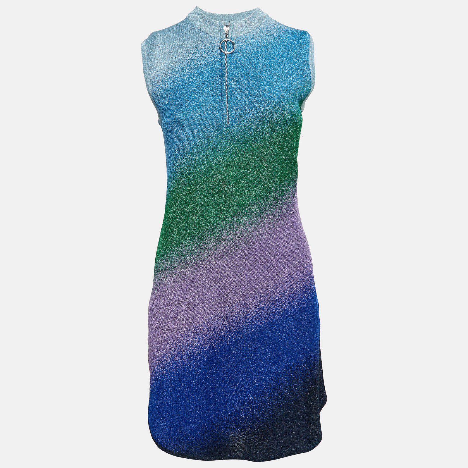 Maje Multicolor Lurex Knit Sleeveless Mini Dress M