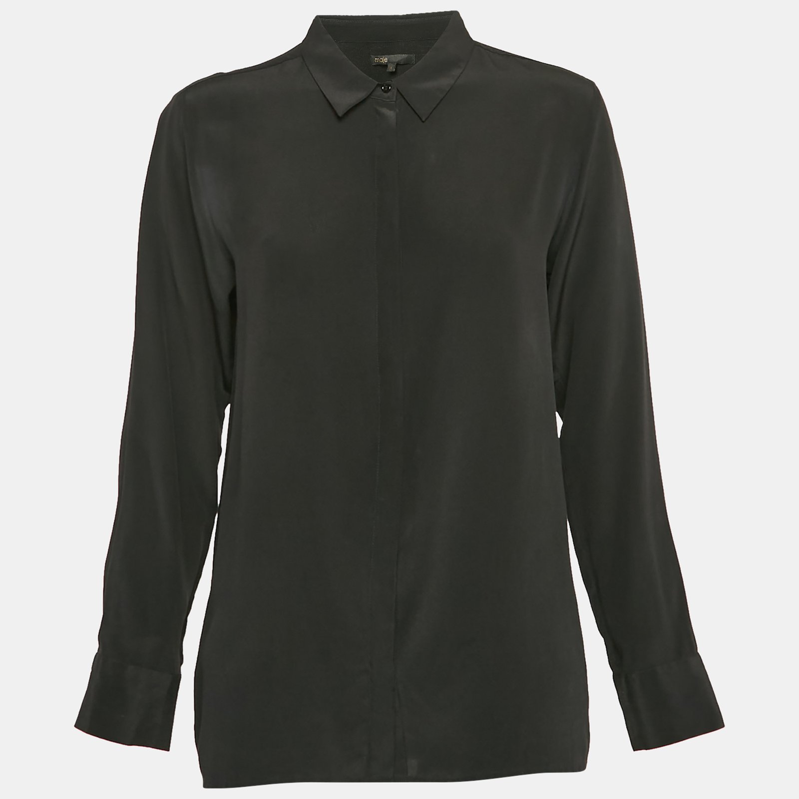 Maje Black Crepe Button Front Shirt M