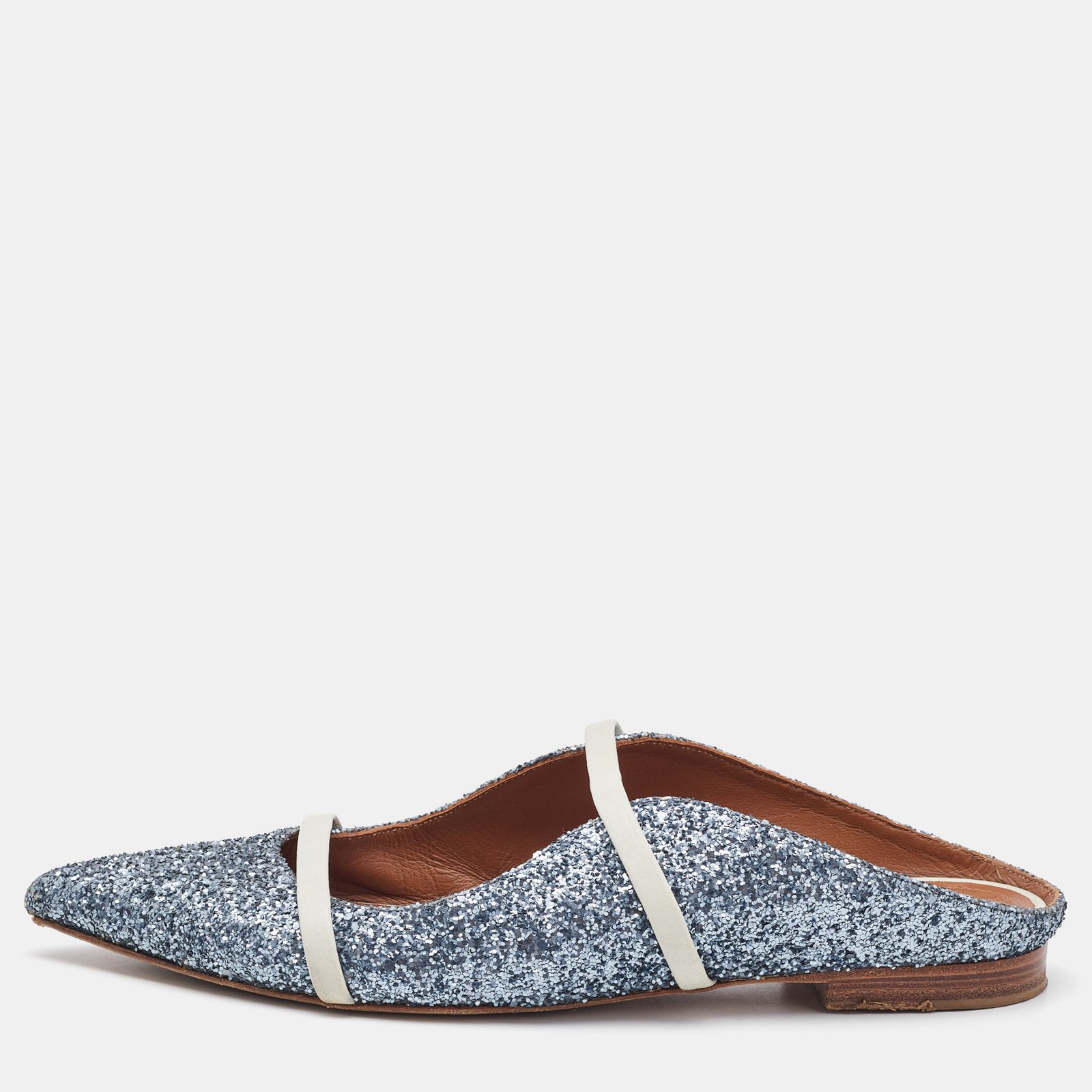 Malone Souliers Metallic Glitter and Leather Maureen Mules Size 39.5