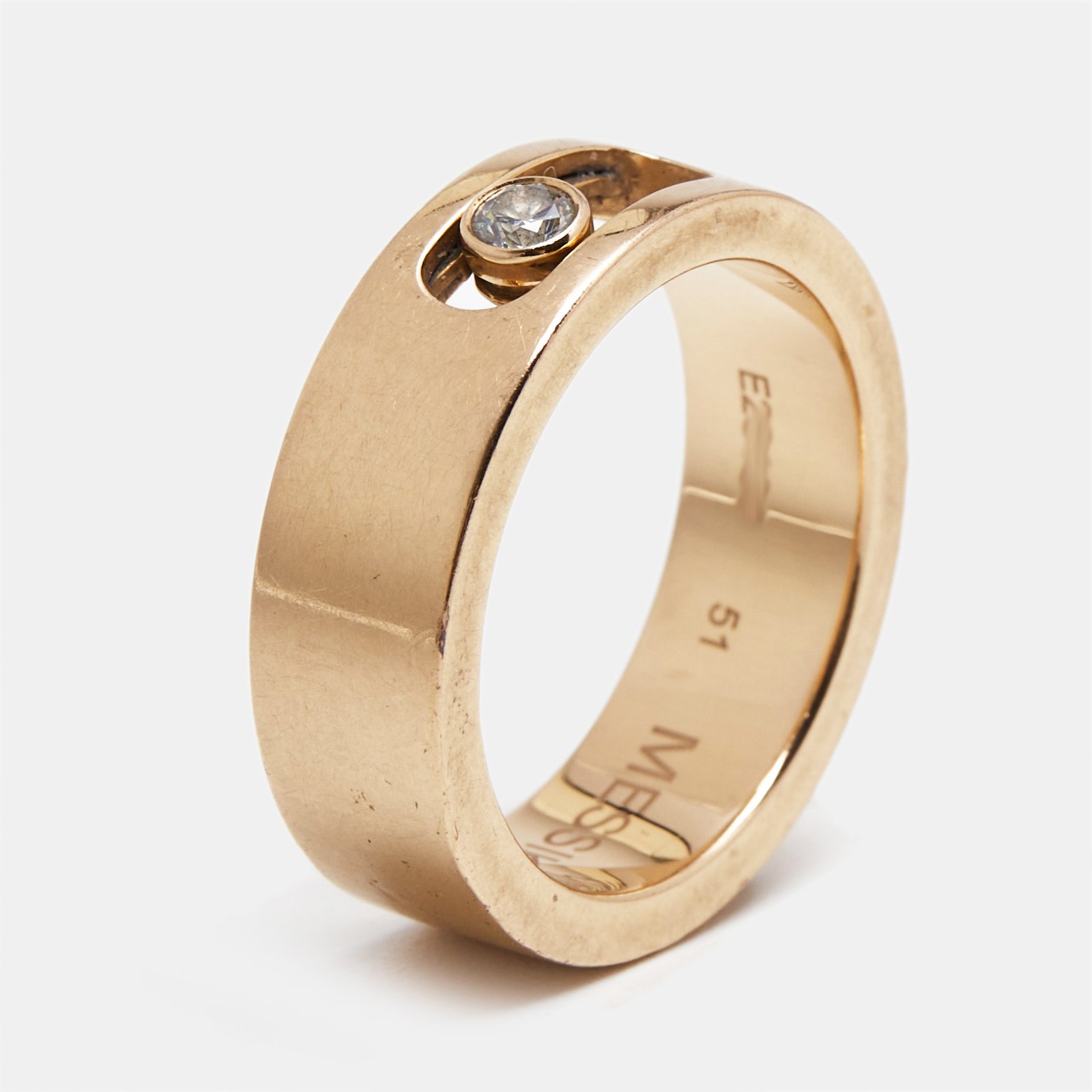 Messika Move Joaillerie Diamond 18k Rose Gold Wedding Ring Size 51