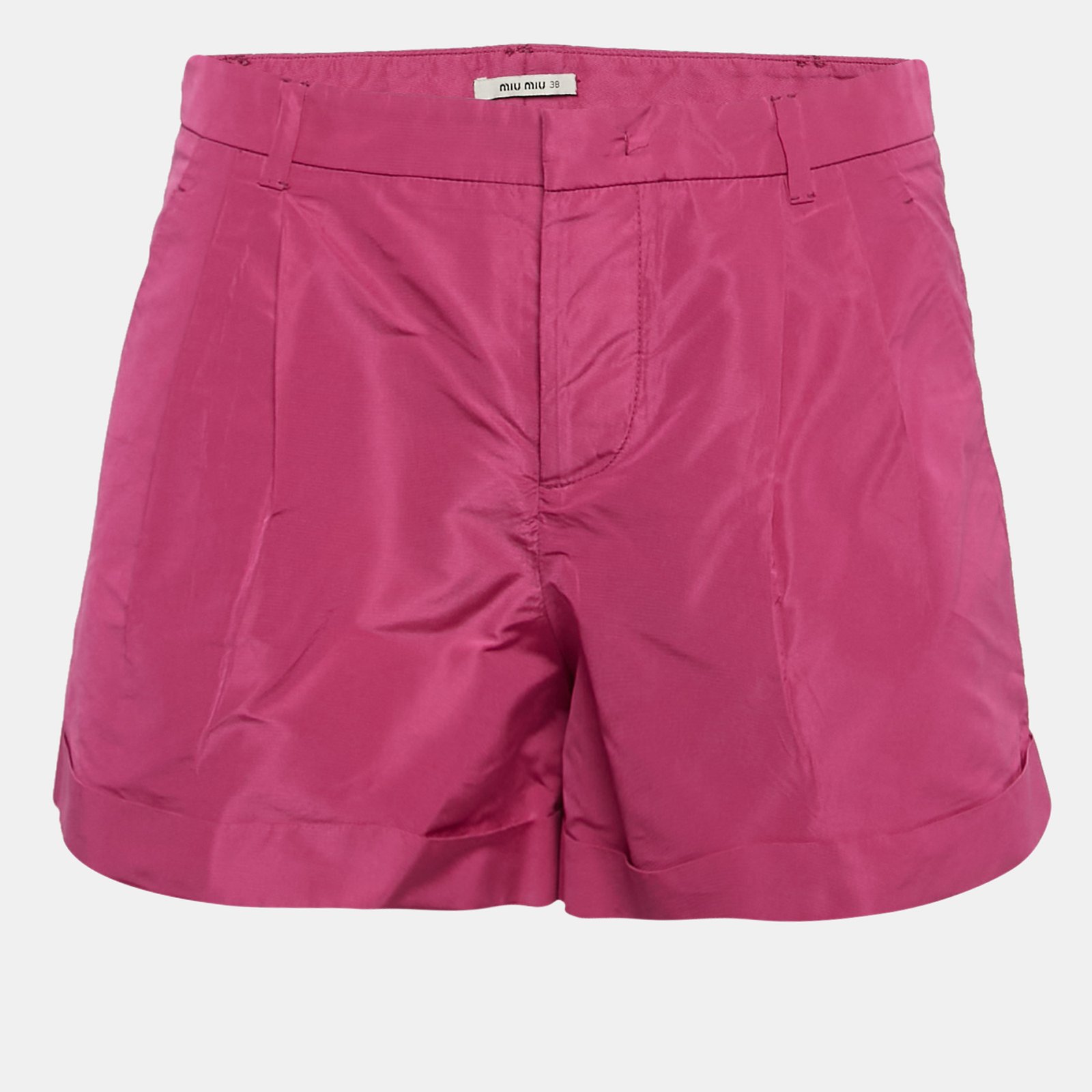 Miu Miu Pink Synthetic Pleated Shorts S