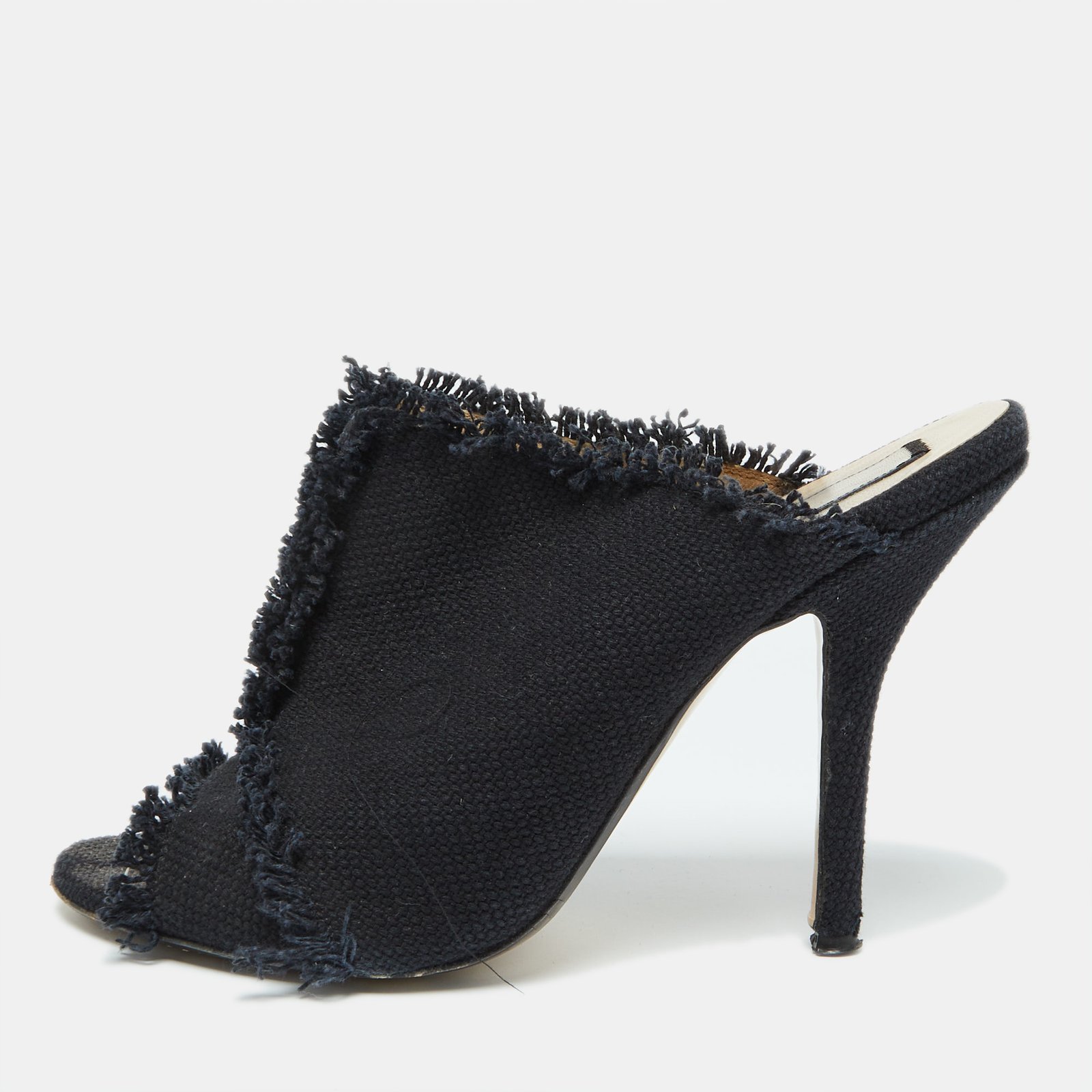 N21 Navy Blue Canvas Open Toe Slide Mules Size 40