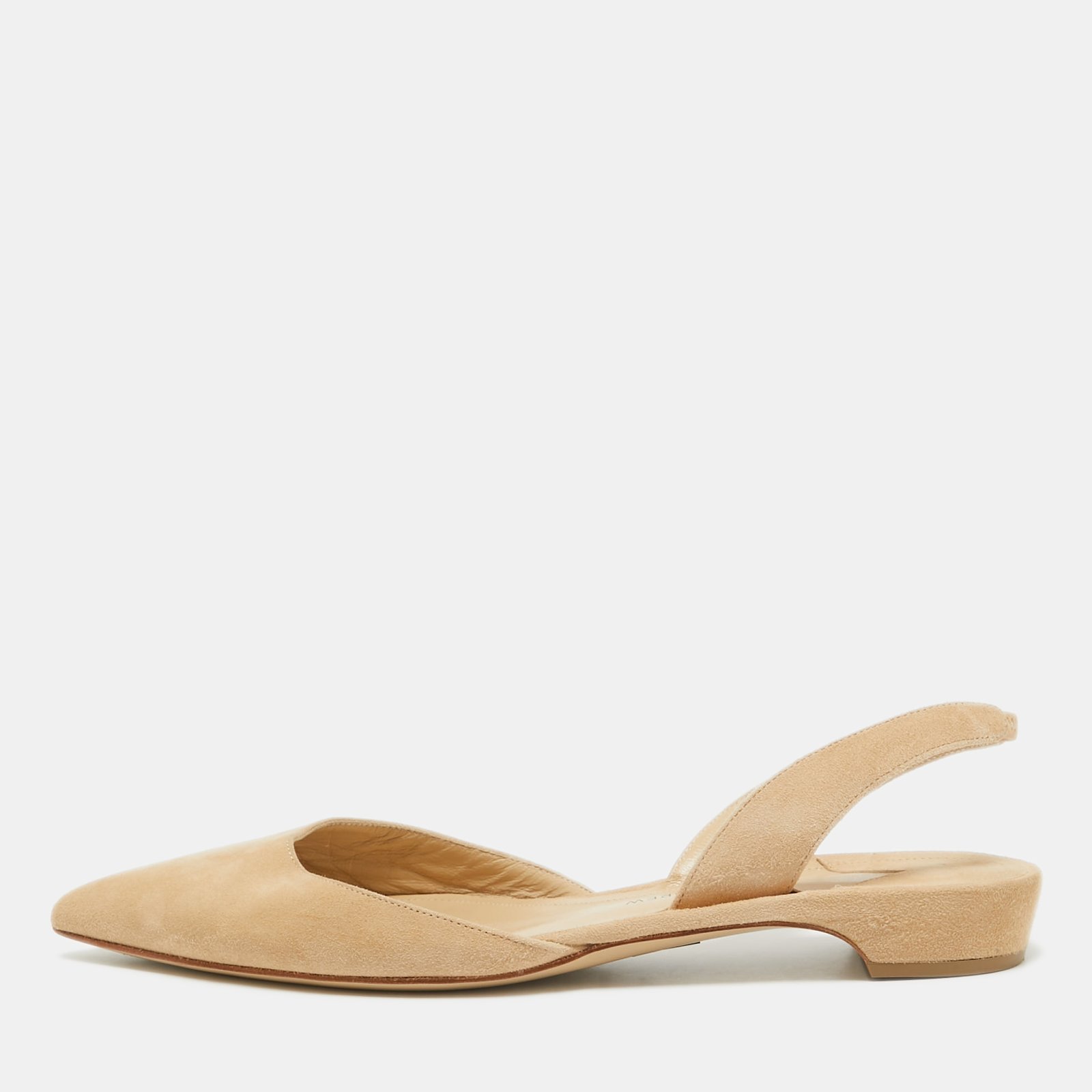 Paul Andrew Beige Suede Rhea Slingback Ballet Flats Size 38