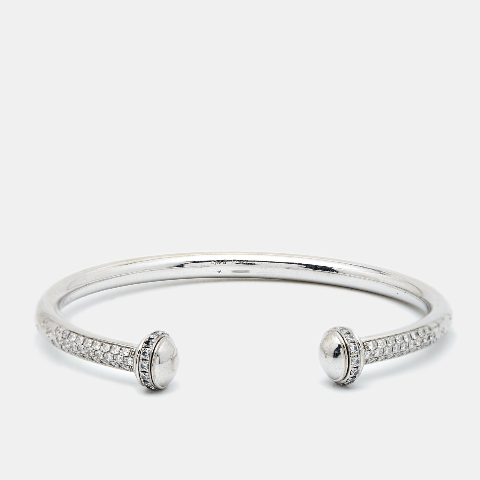 Piaget Possession Diamonds 18k White Gold Open Cuff Bracelet 16