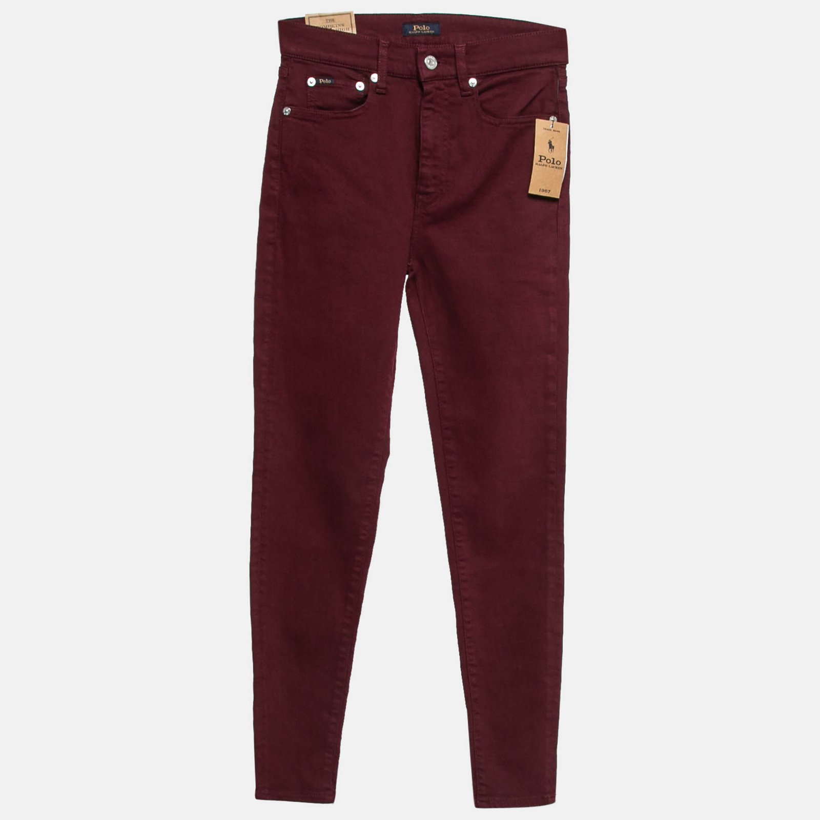 Polo Ralph Lauren Burgundy Denim Tompkins High Rise Jeans S Waist 26"