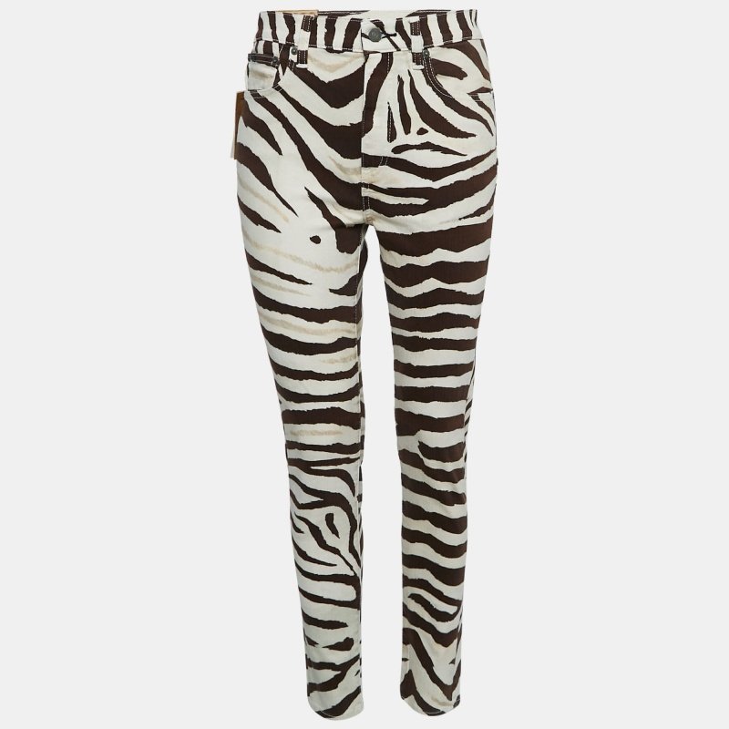 Polo Ralph Lauren Brown Animal Print Denim High Rise Tompkins Jeans M Waist 28"