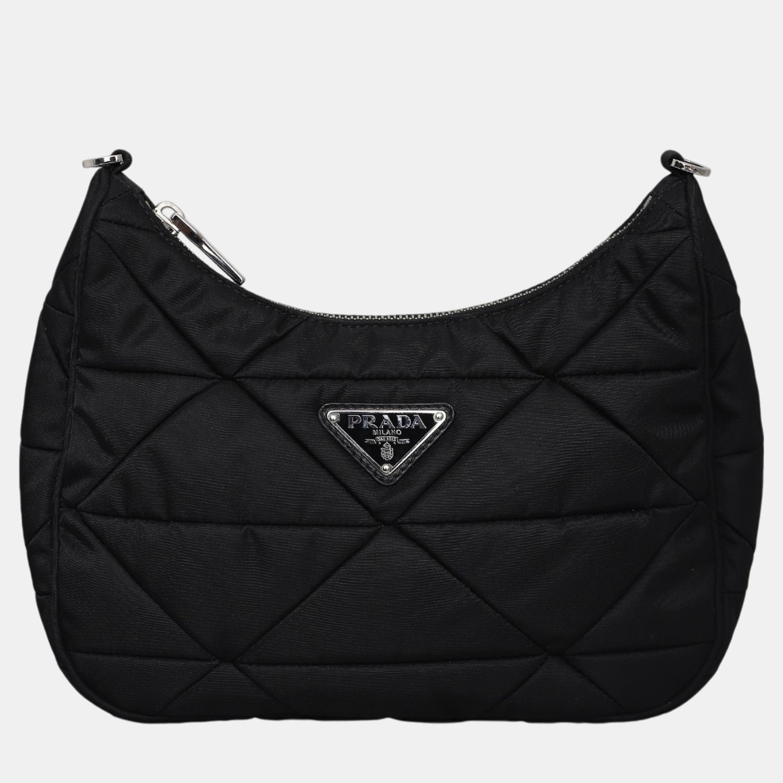 Prada Black Nylon Triangle Padded Shoulder Bag