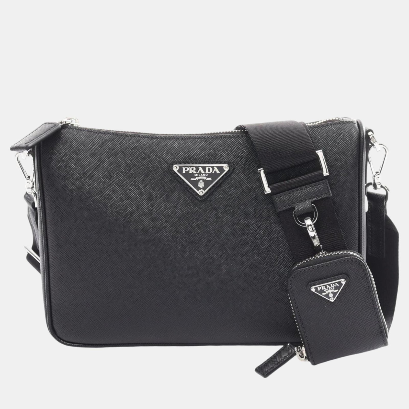 Prada Saffiano Saffiano Leather Black Travel Bag