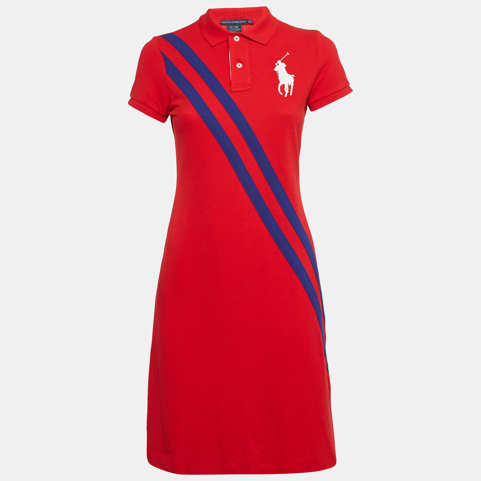 Ralph Lauren Sports Red Pique Cotton T-Shirt Mini Dress S