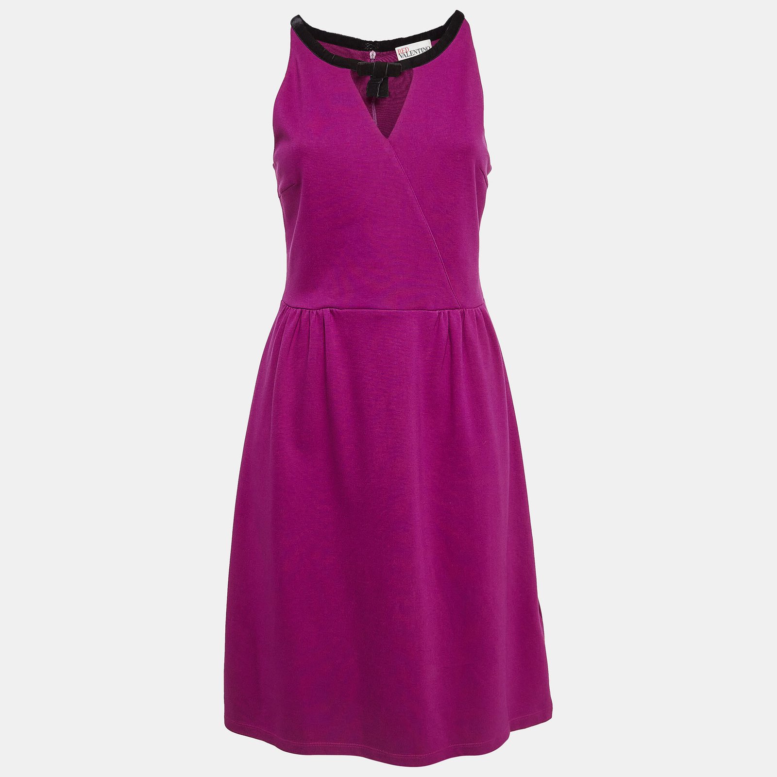 RED Valentino Pink Knit Bow Neck Detail Mini Dress M
