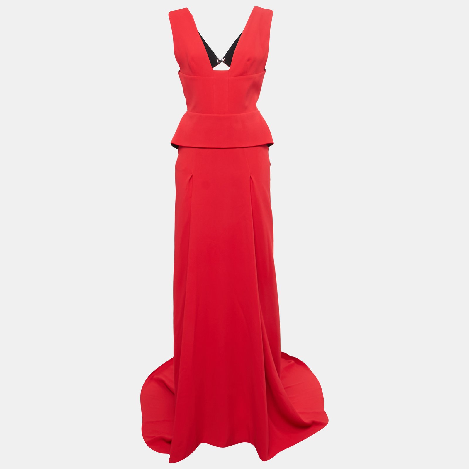 Roland Mouret  Red Crepe Flared Lubelia Gown M