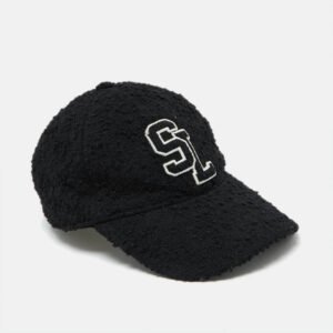 Saint Laurent Paris Black Logo Wool Tweed Baseball Cap Size 57