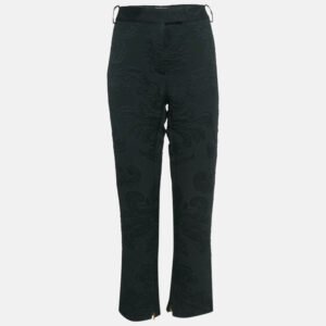 Salvatore Ferragamo Black Floral Jacquard Lace-Up Trousers M
