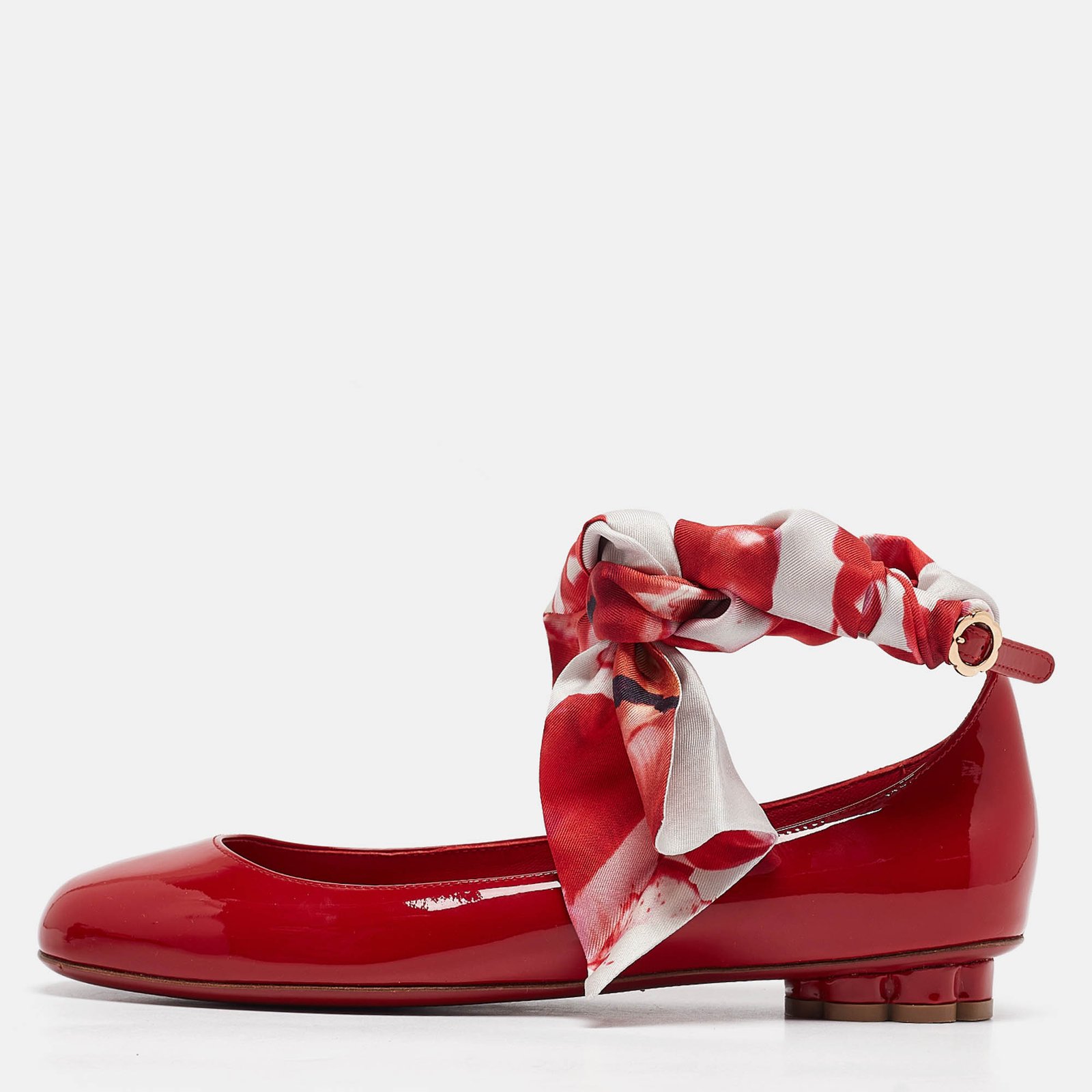 Salvatore Ferragamo Red Patent Leather Ballet Flats Size 37.5