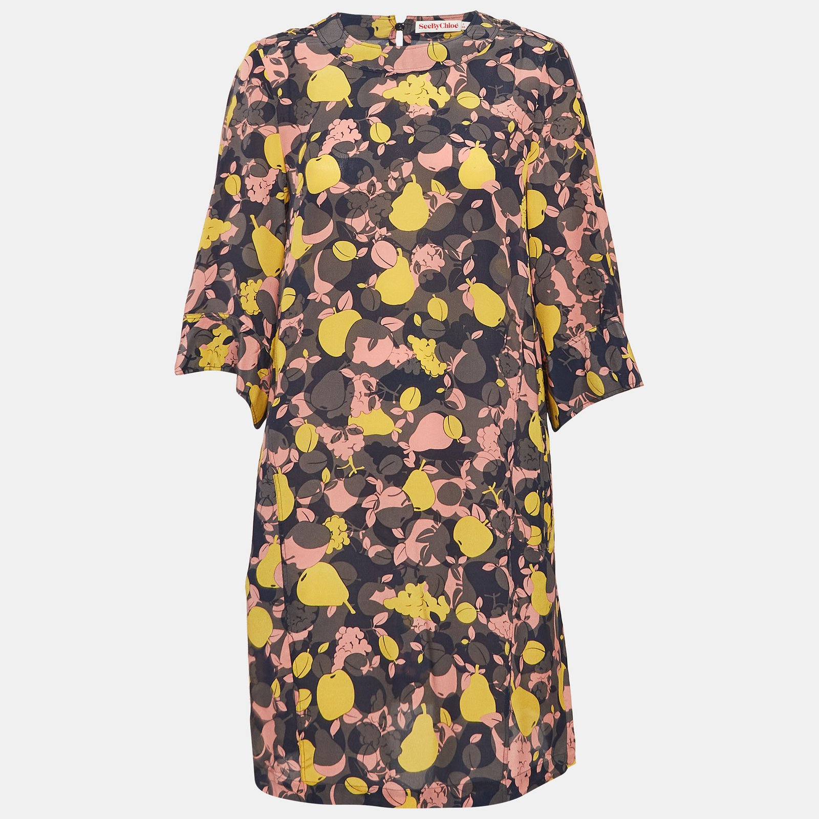 See by Chloe Multicolor Fruit Print Silk Mini Dress S