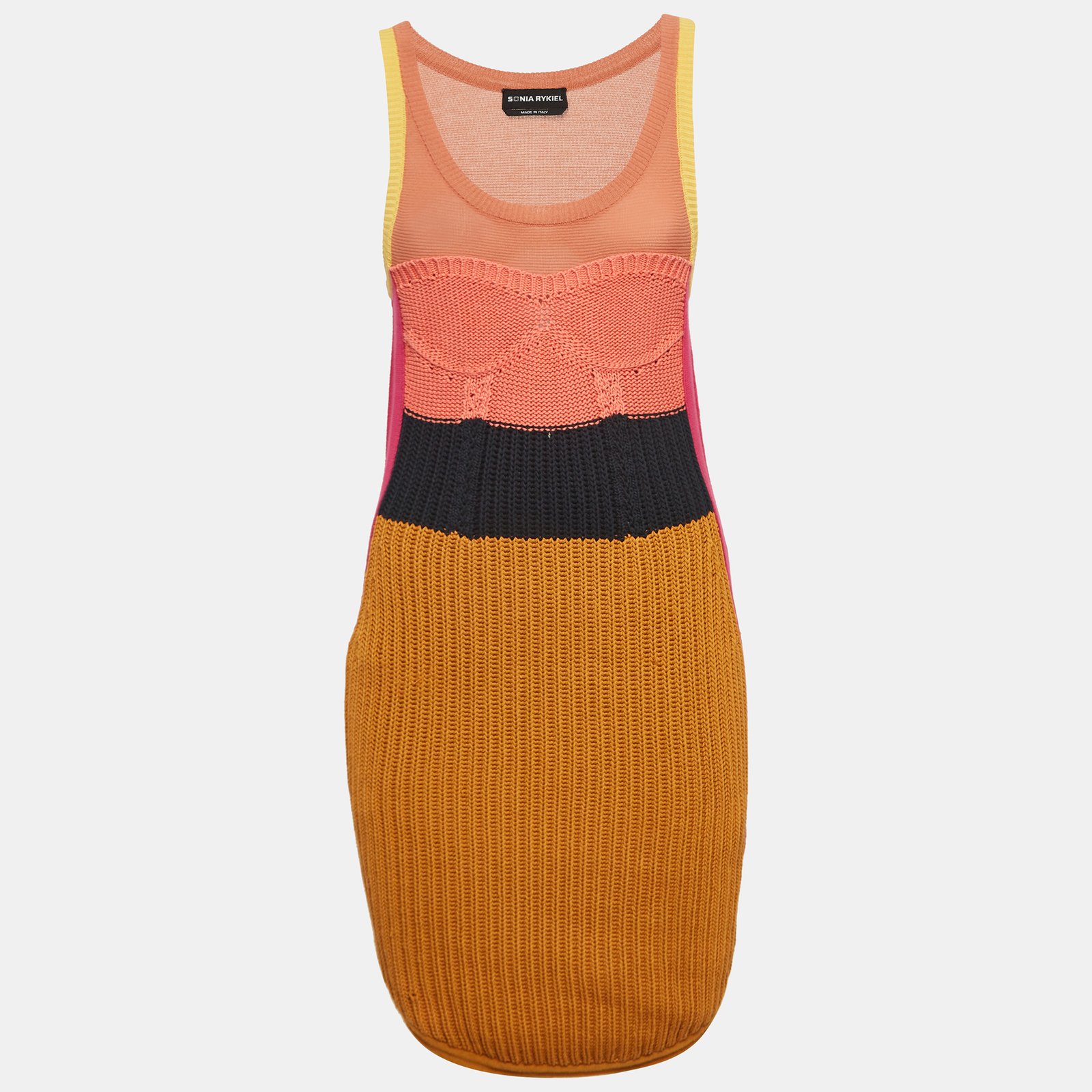 Sonia Rykiel Multicolor Rib Knit Sleeveless Mini Dress XS