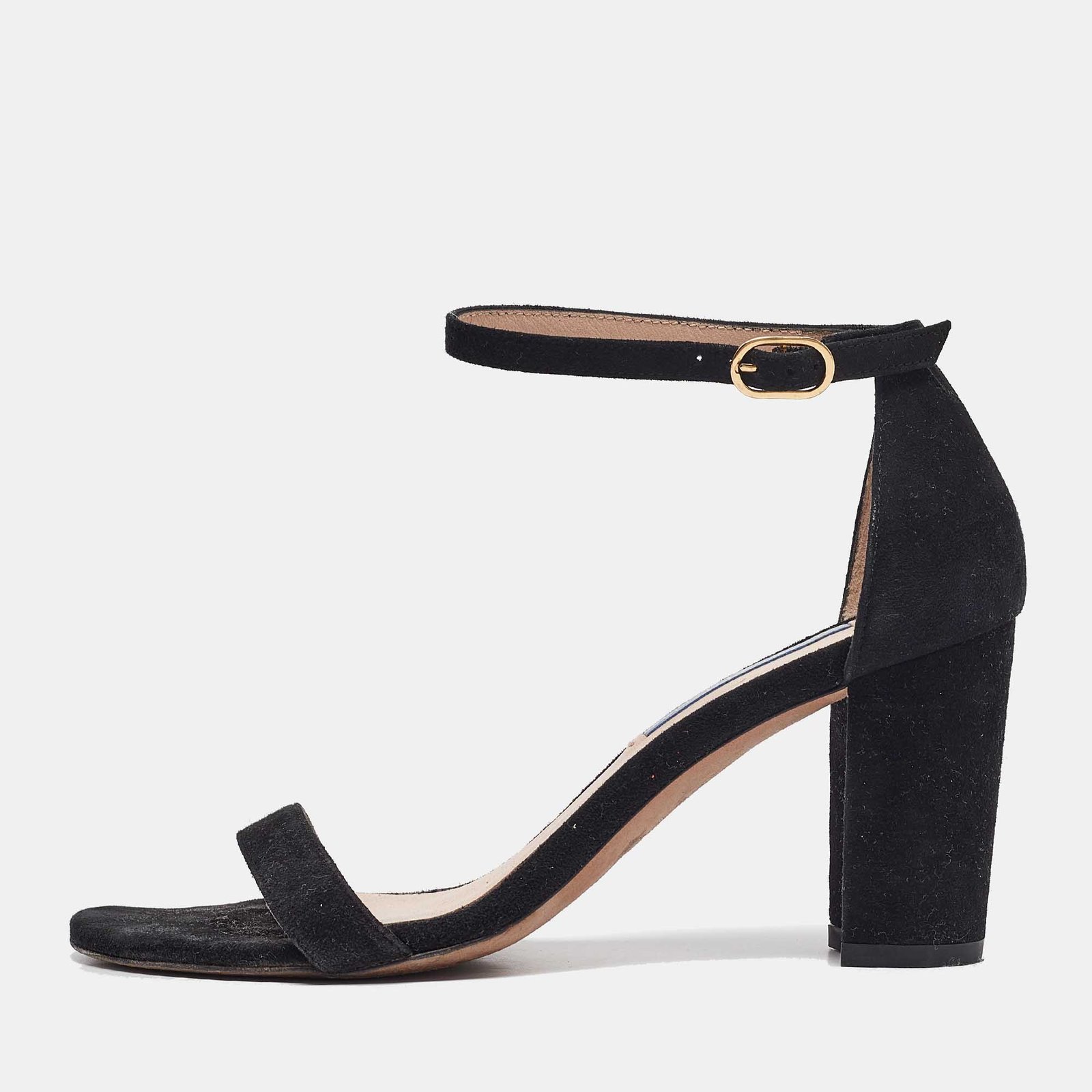 Stuart Weitzman Black Suede Nearlynude Sandals Size 37.5