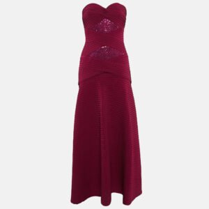 Tadashi Shoji Pink Sequin Embellished Jersey Strapless Gown XS