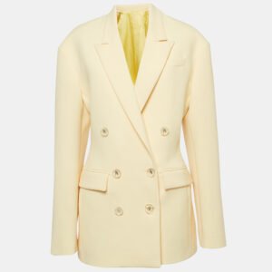 The Attico Pastel Yellow Stretch Crepe Double Breasted April Blazer M