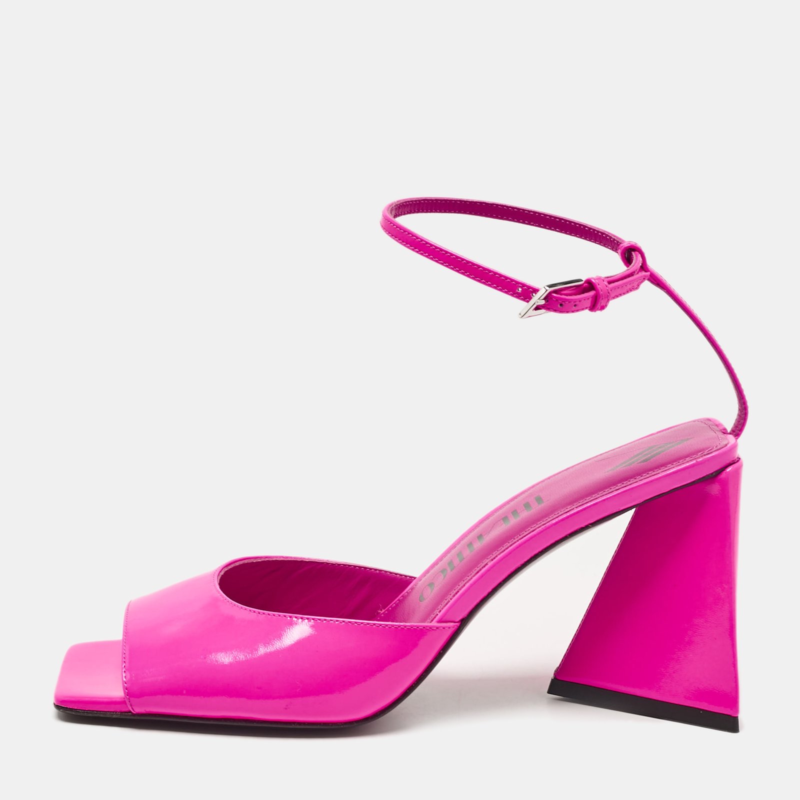 The Attico Pink Leather Ankle Strap Sandals Size 40