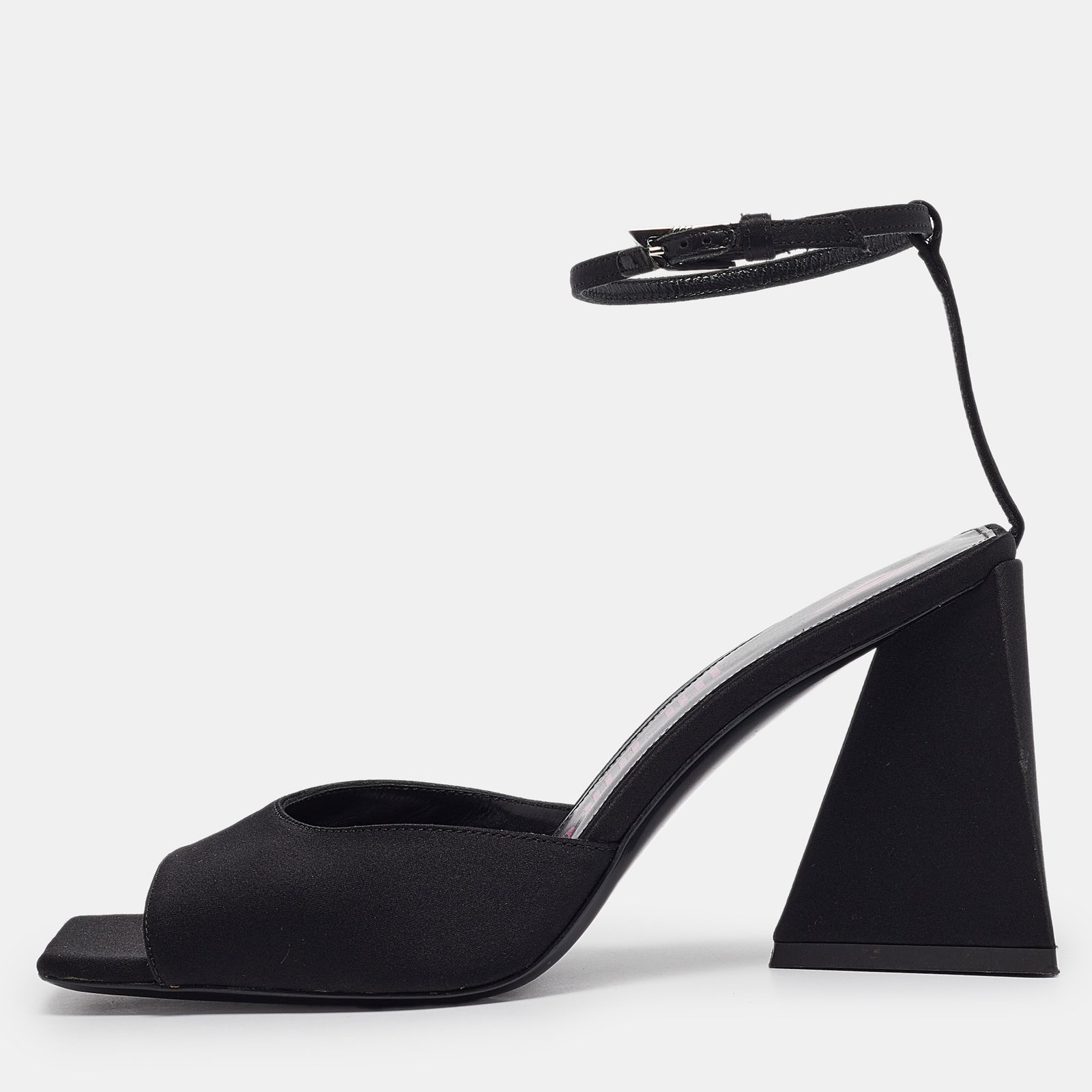 The Attico Black Satin Ankle Strap Sandals Size 38