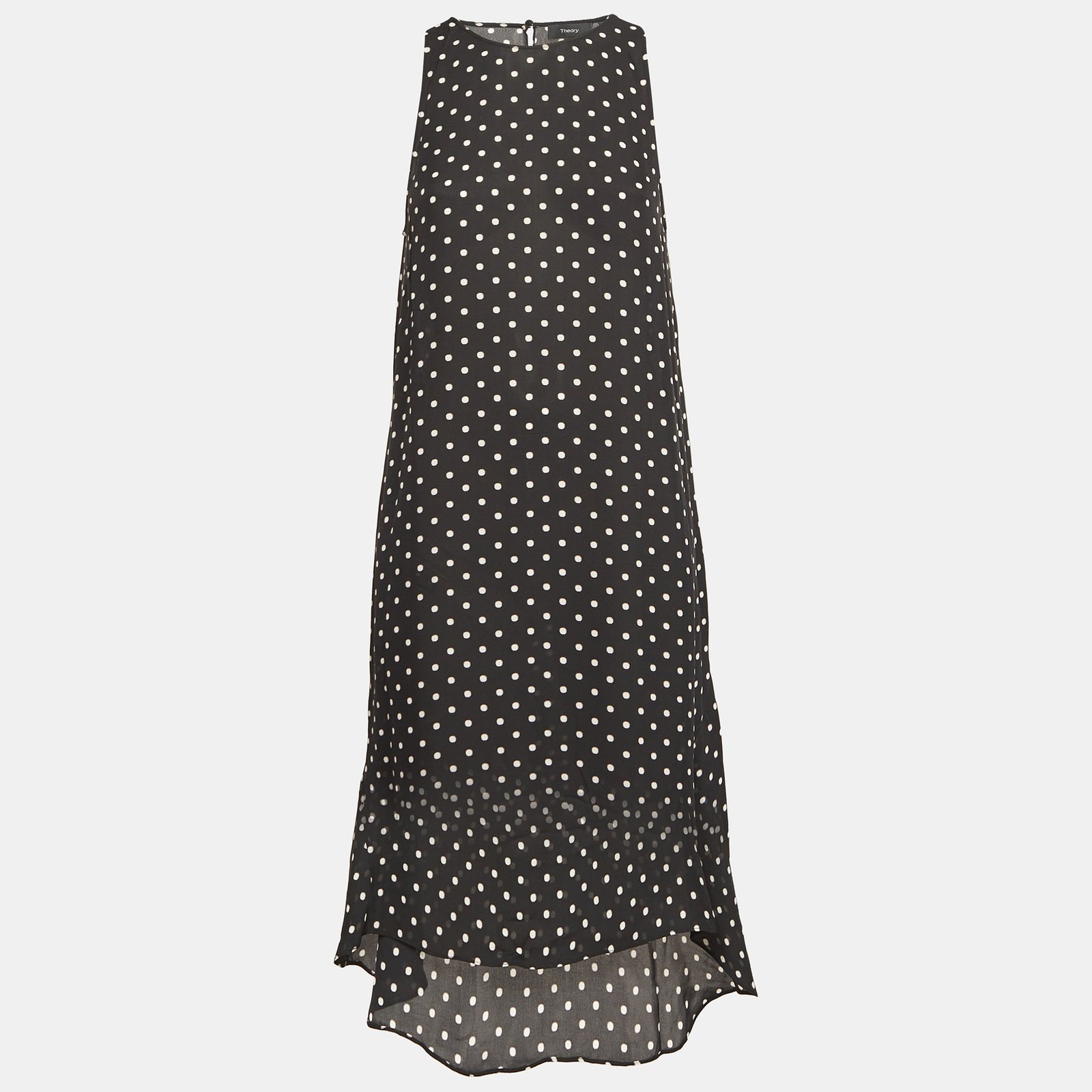 Theory Black Polka Dot Sleeveless Shift Dress S