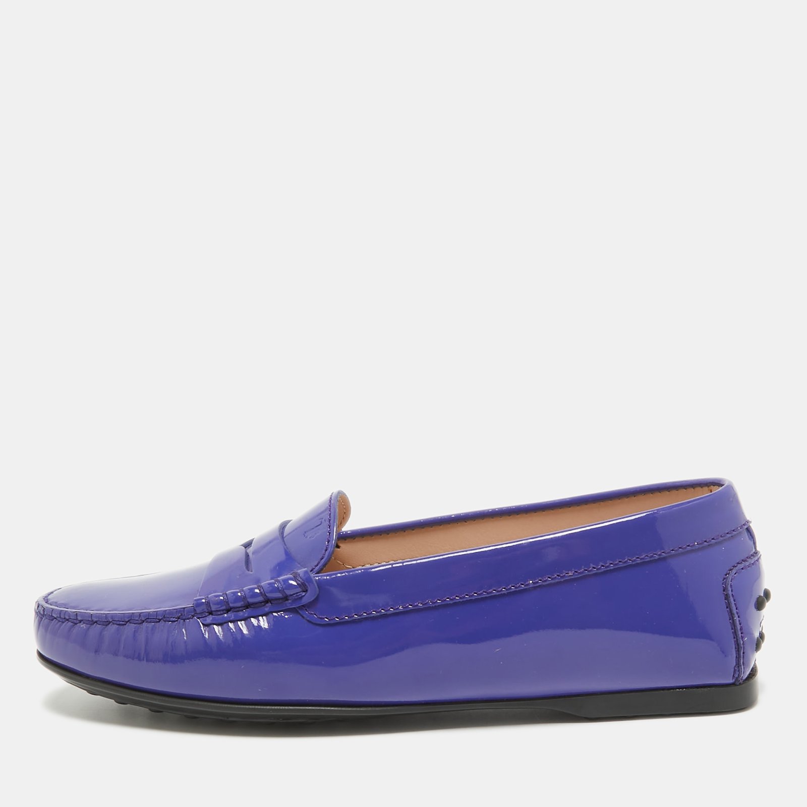 Tod's Blue Patent Leather Penny Loafers Size 36