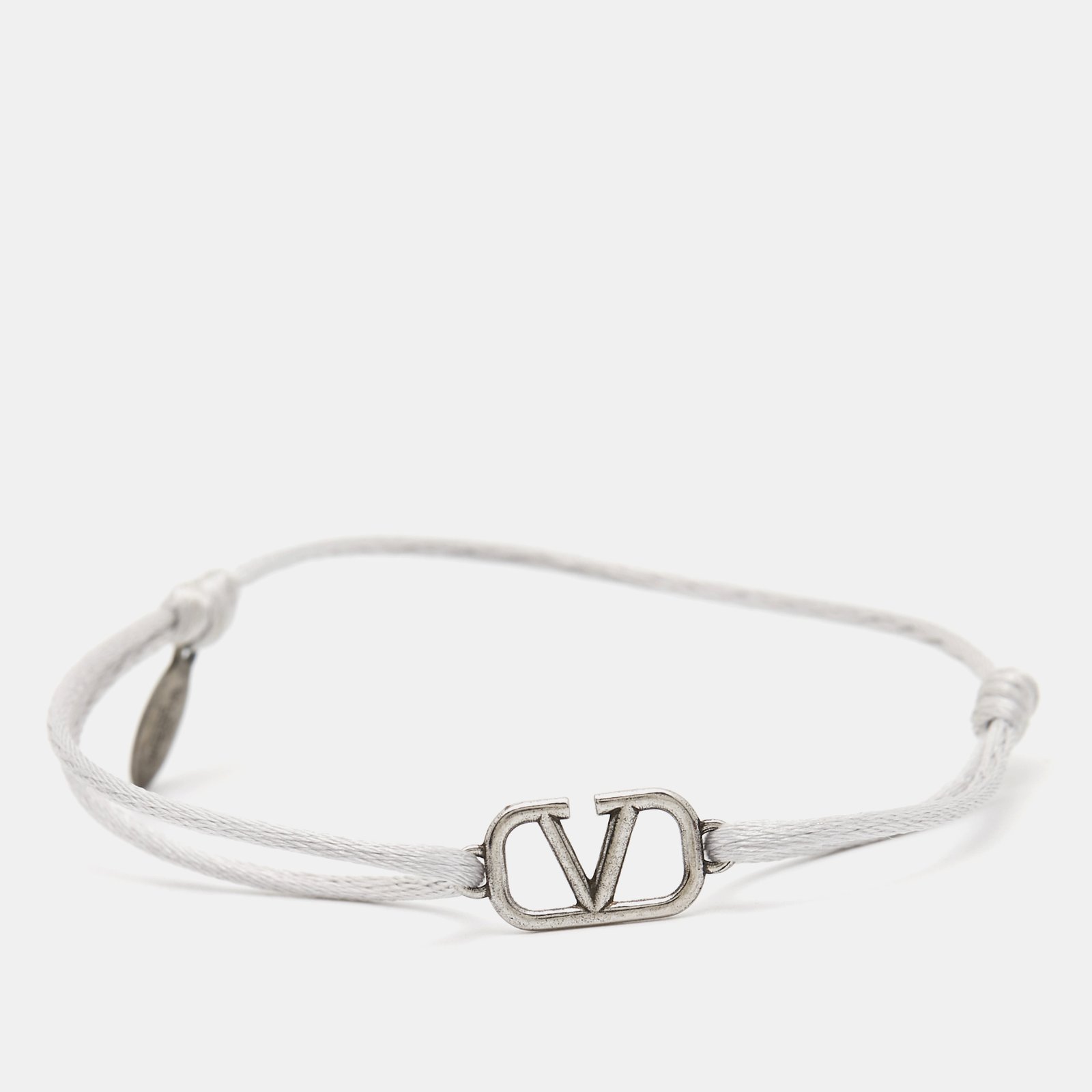 Valentino VLogo Silver Tone Cord Bracelet