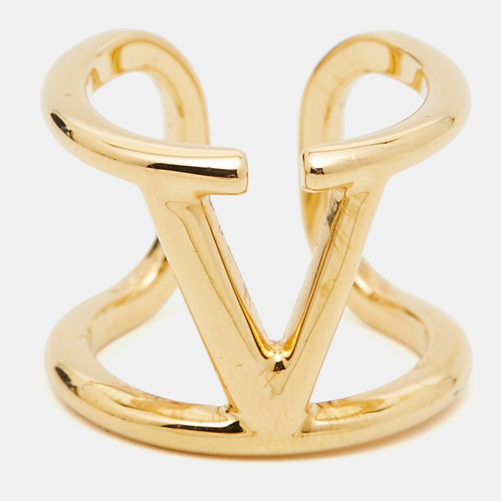 Valentino Vlogo Gold Tone Ring Size 57