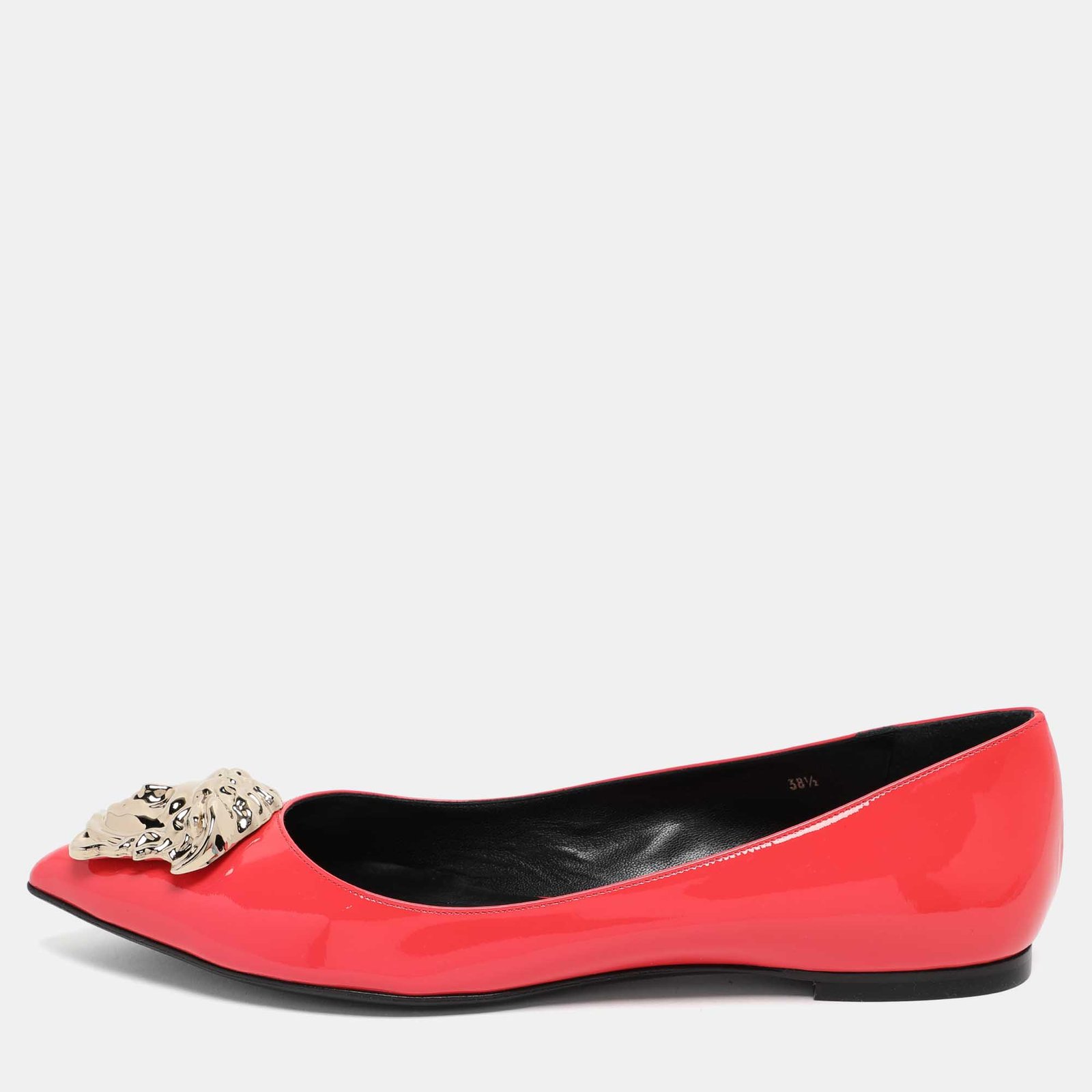 Versace Pink Patent Leather Medusa Ballet Flats Size 38.5