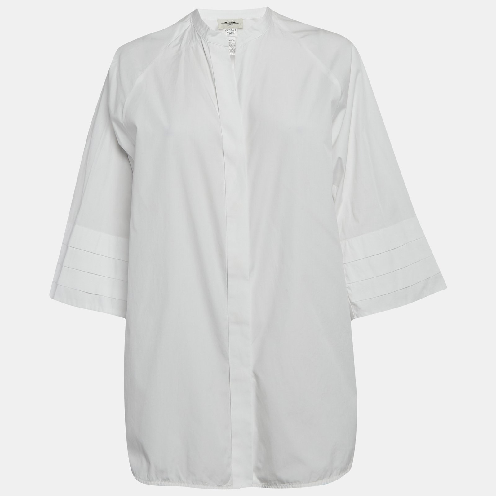 Weekend Max Mara White Cotton Pleated Button Front Tunic M