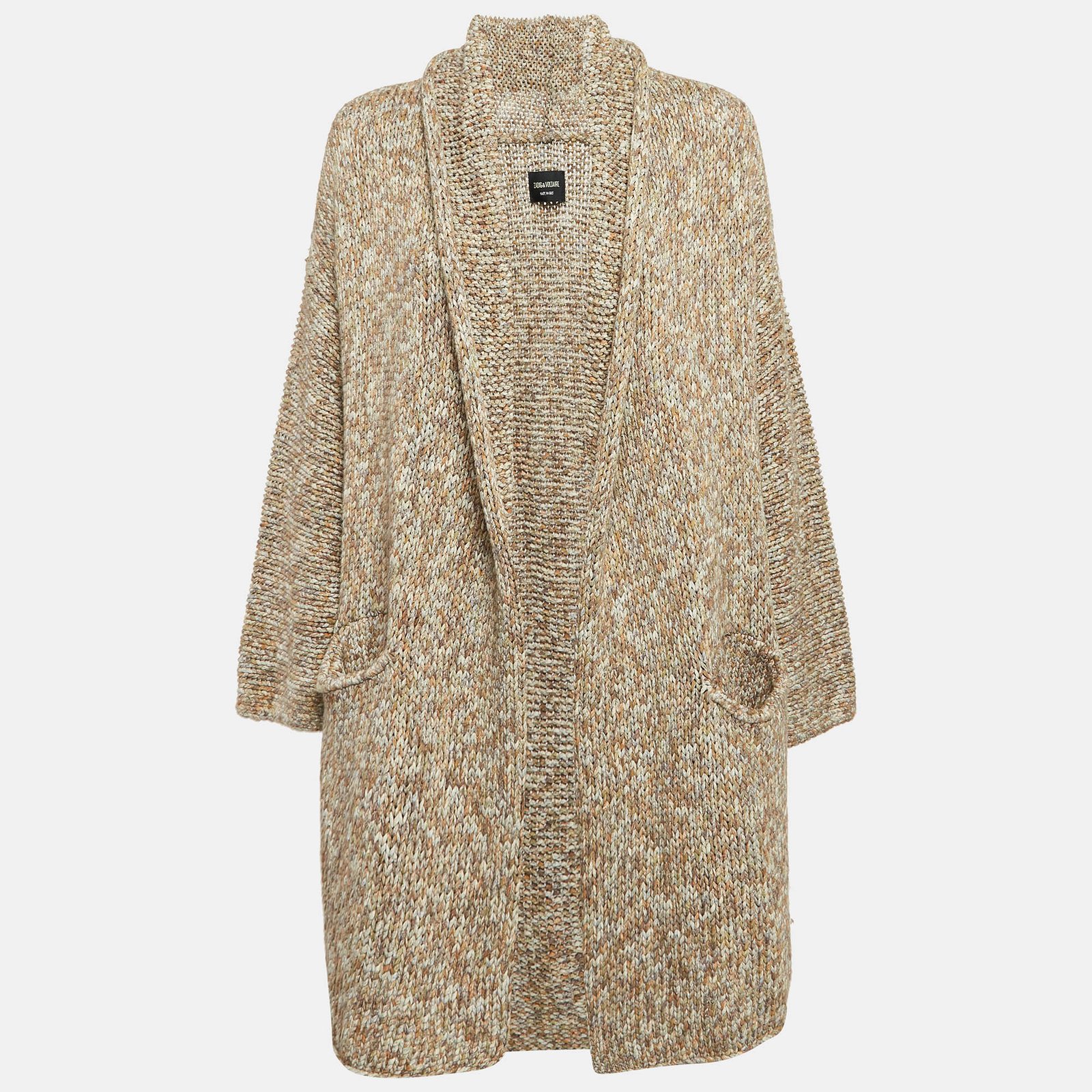 Zadig & Voltaire Brown Plain Knit Open Front Long Cardigan M/L