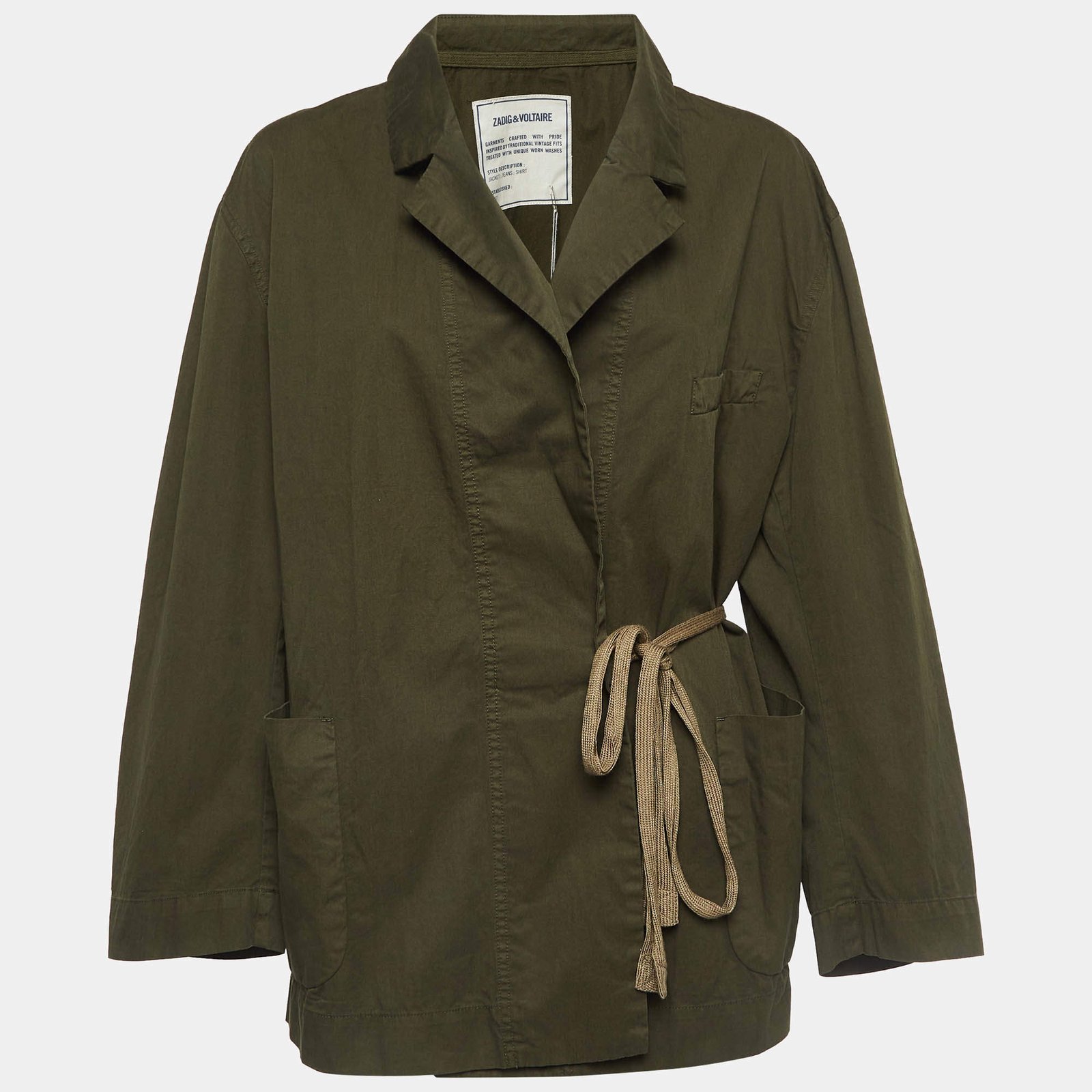 Zadig & Voltaire Military Green Cotton Wrap-Up Jacket XS