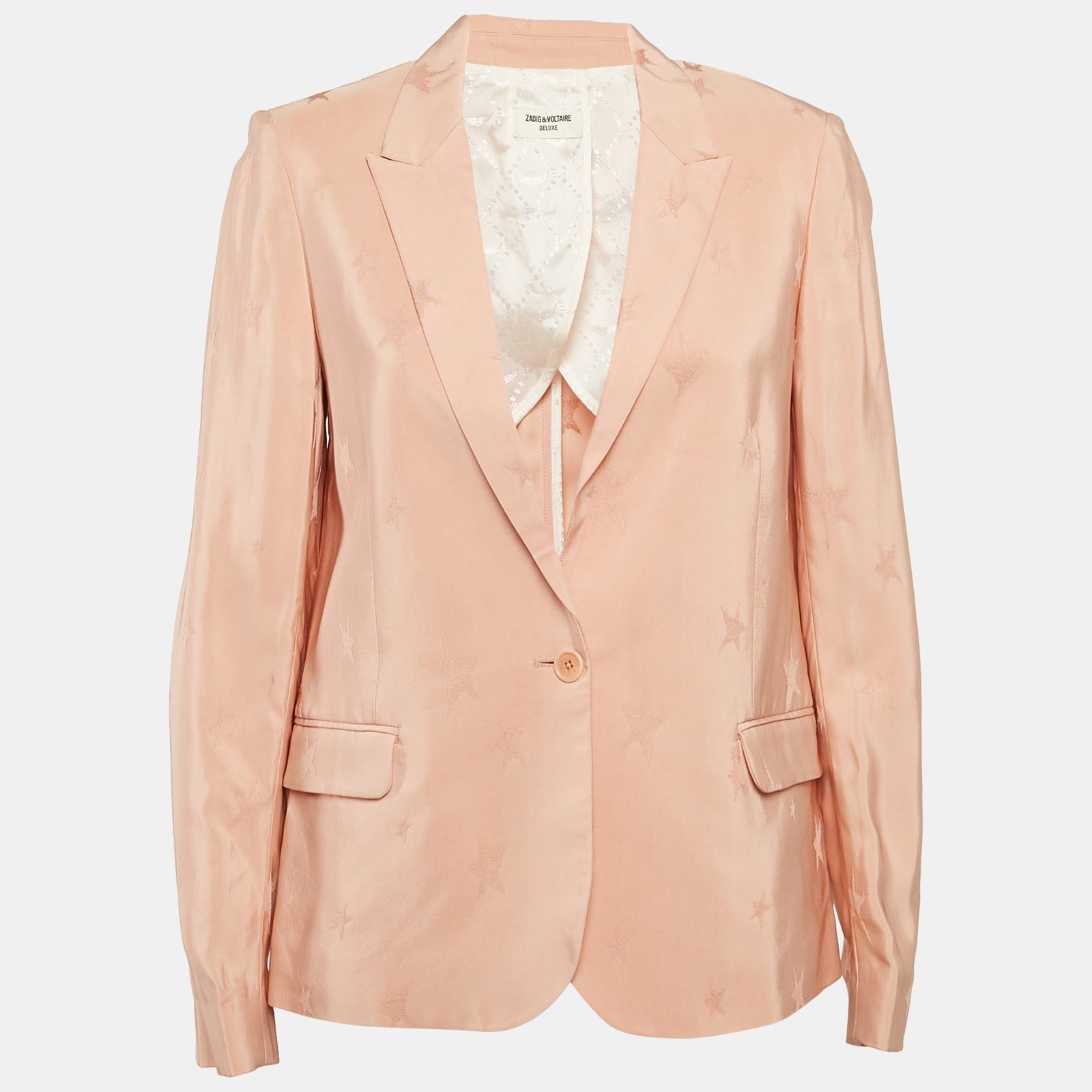 Zadig & Voltaire Peach Pink Victor Jacquard Deluxe Blazer S