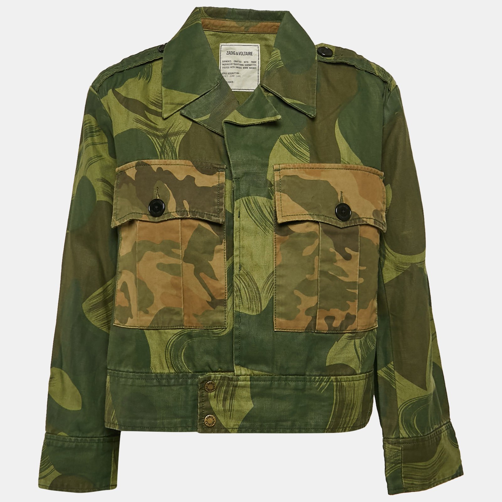 Zadig & Voltaire Military Green Camouflage Cotton Blend Kaleno Jacket XS