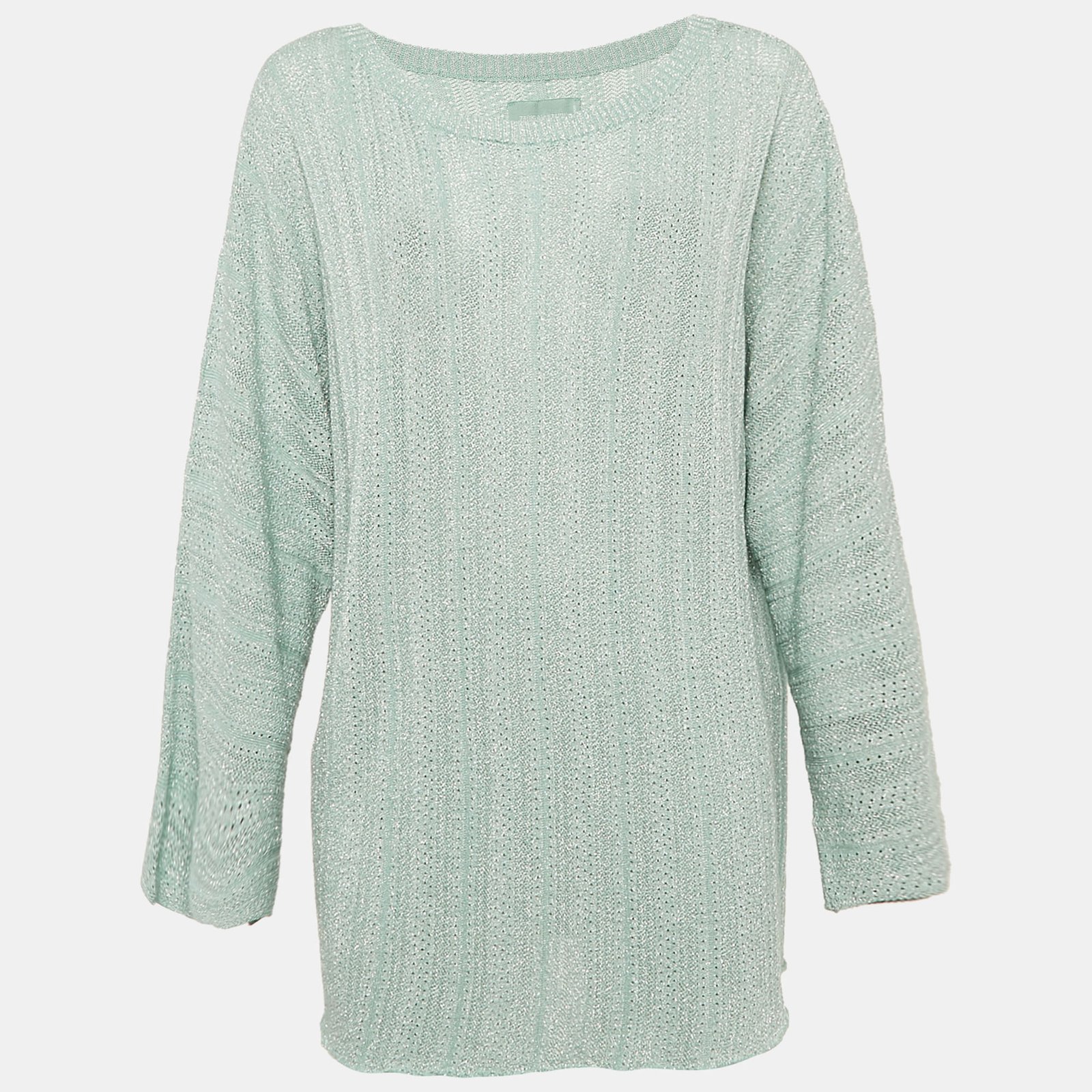 Zadig & Voltaire Green Lurex Knit Flint Pointelle Sheer Sweatshirt L